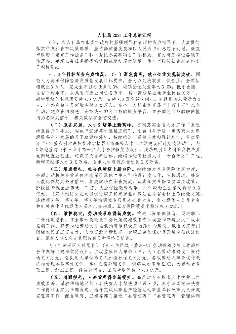 人社局2021工作总结汇报.docx_第1页