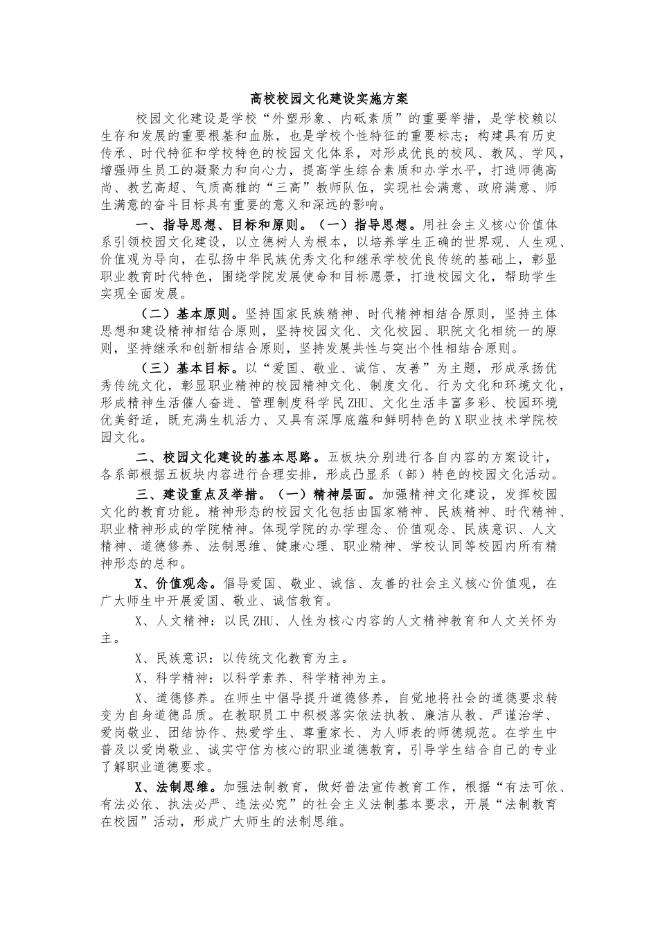 高校校园文化建设实施方案.docx_第1页