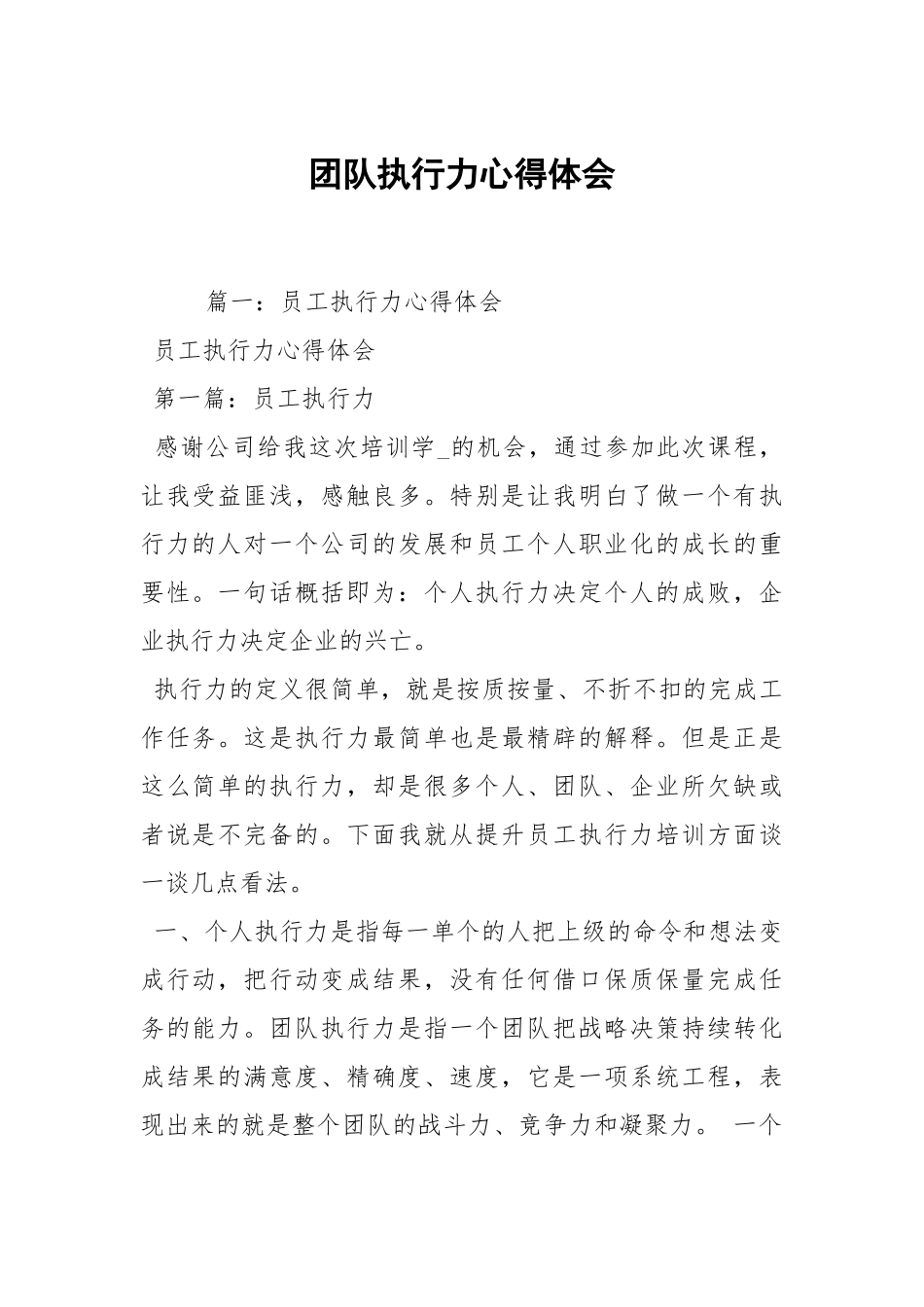 团队执行力心得体会.docx_第1页