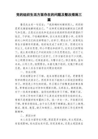 党的组织生活方面存在的问题及整改措施三篇.doc
