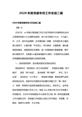 2020年度党建年终工作总结二篇.docx
