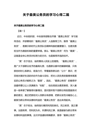 关于最美公务员的学习心得二篇.docx