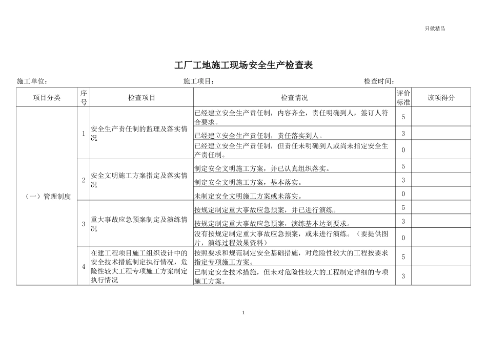 工厂工地施工现场安全生产检查表.docx_第1页