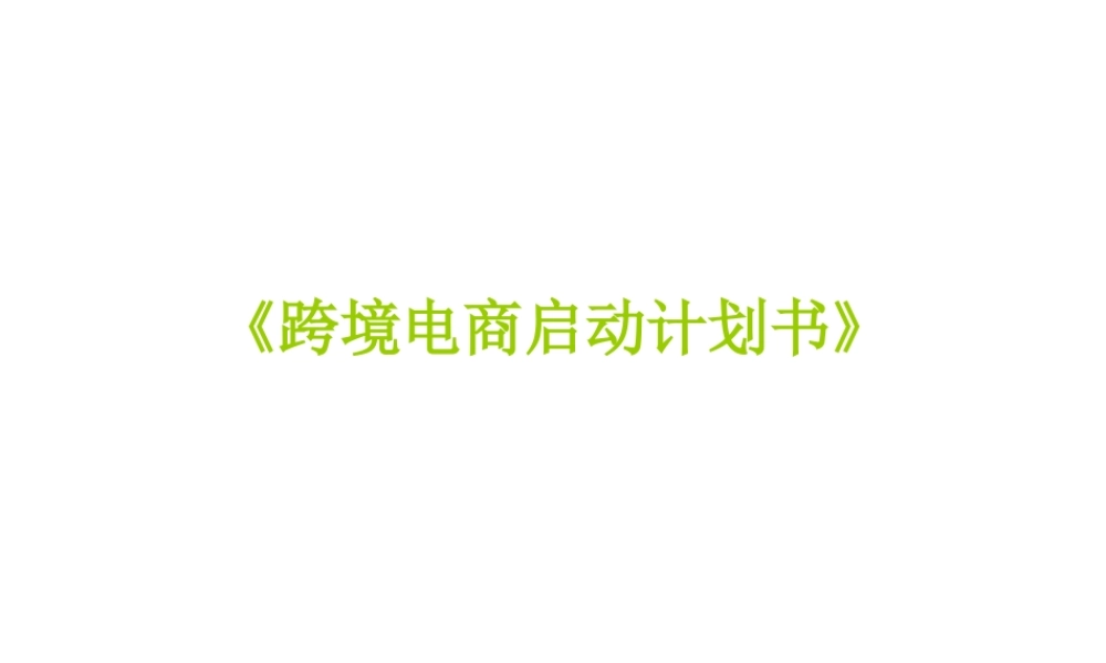 2021跨境电商启动计划书.ppt