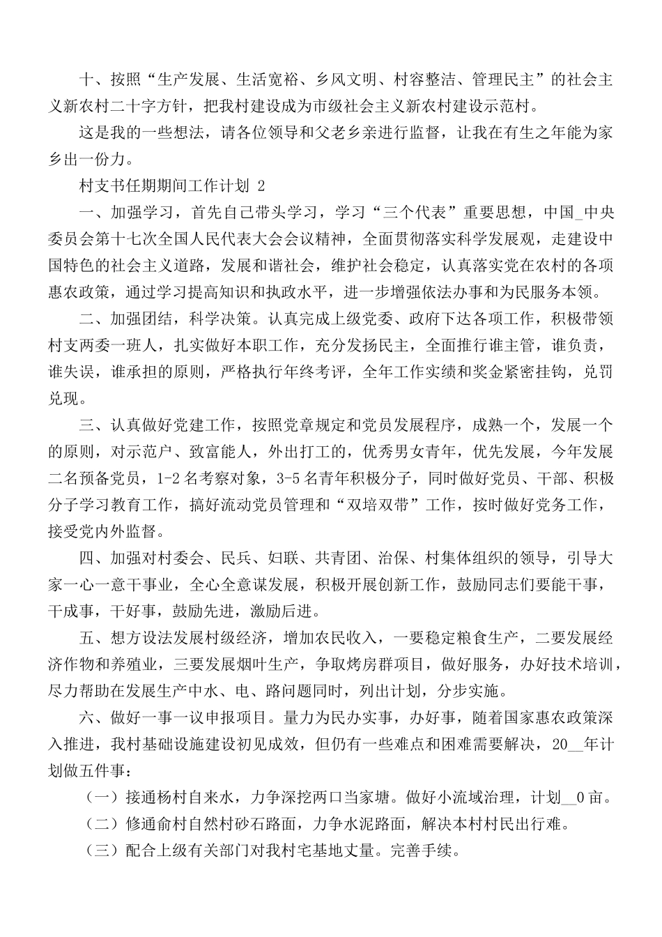 村支书任期期间工作计划合集5篇.docx_第2页