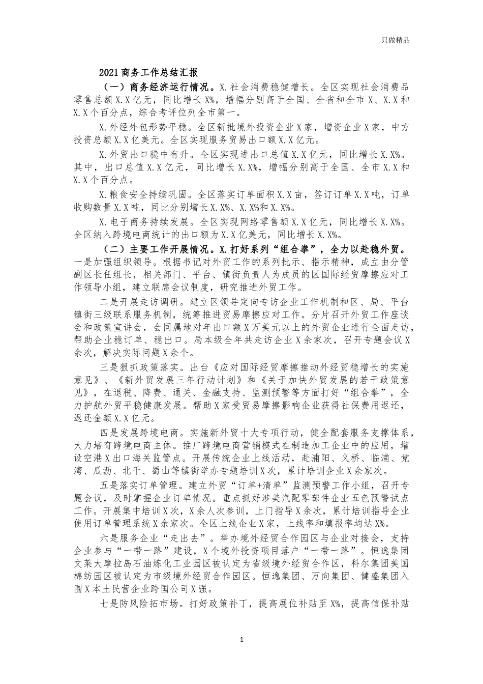 2021商务工作总结汇报.docx_第1页