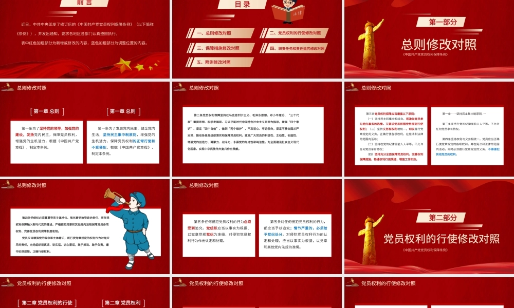 党建党政党课中国共产党党员权利保障条例修订前后对照表（上）PPT模板.pptx