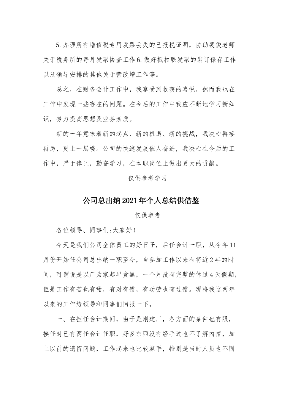 两篇公司务会计、总出纳2021年个人总结.docx_第2页