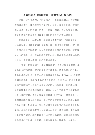 5篇纪录片《辉煌中国：圆梦工程》观后感.docx