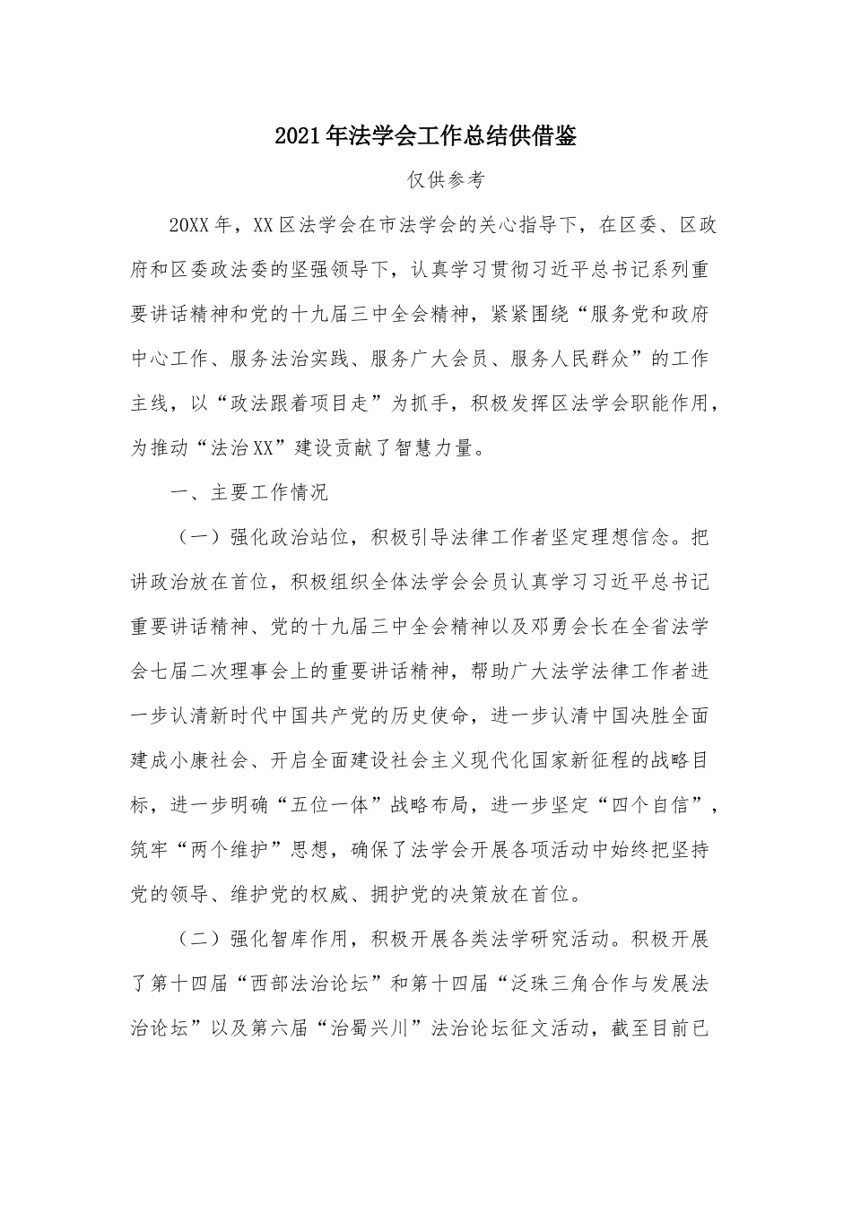 2021年法学会工作总结供借鉴.docx_第1页