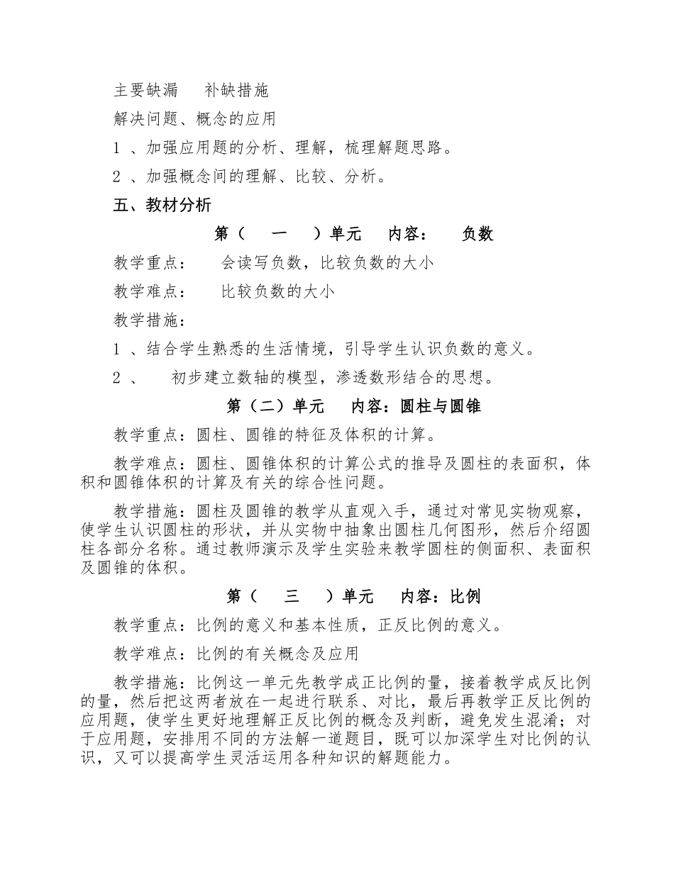 2021年度人教统编版版小学六年级下册数学教学计划及进度表模板范文.docx_第2页