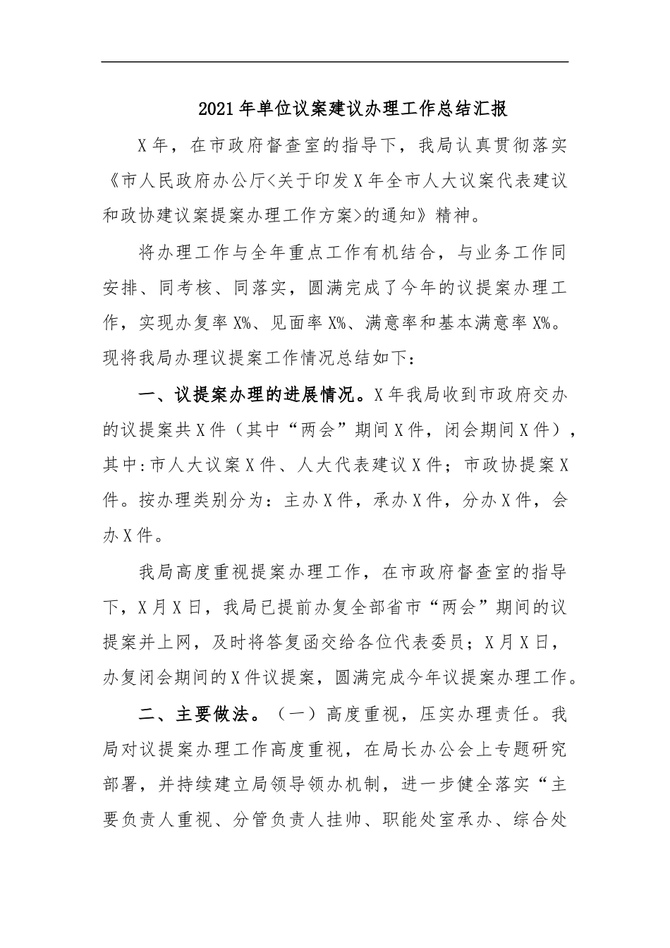 最新2020年单位议案建议办理工作总结汇报.docx_第1页