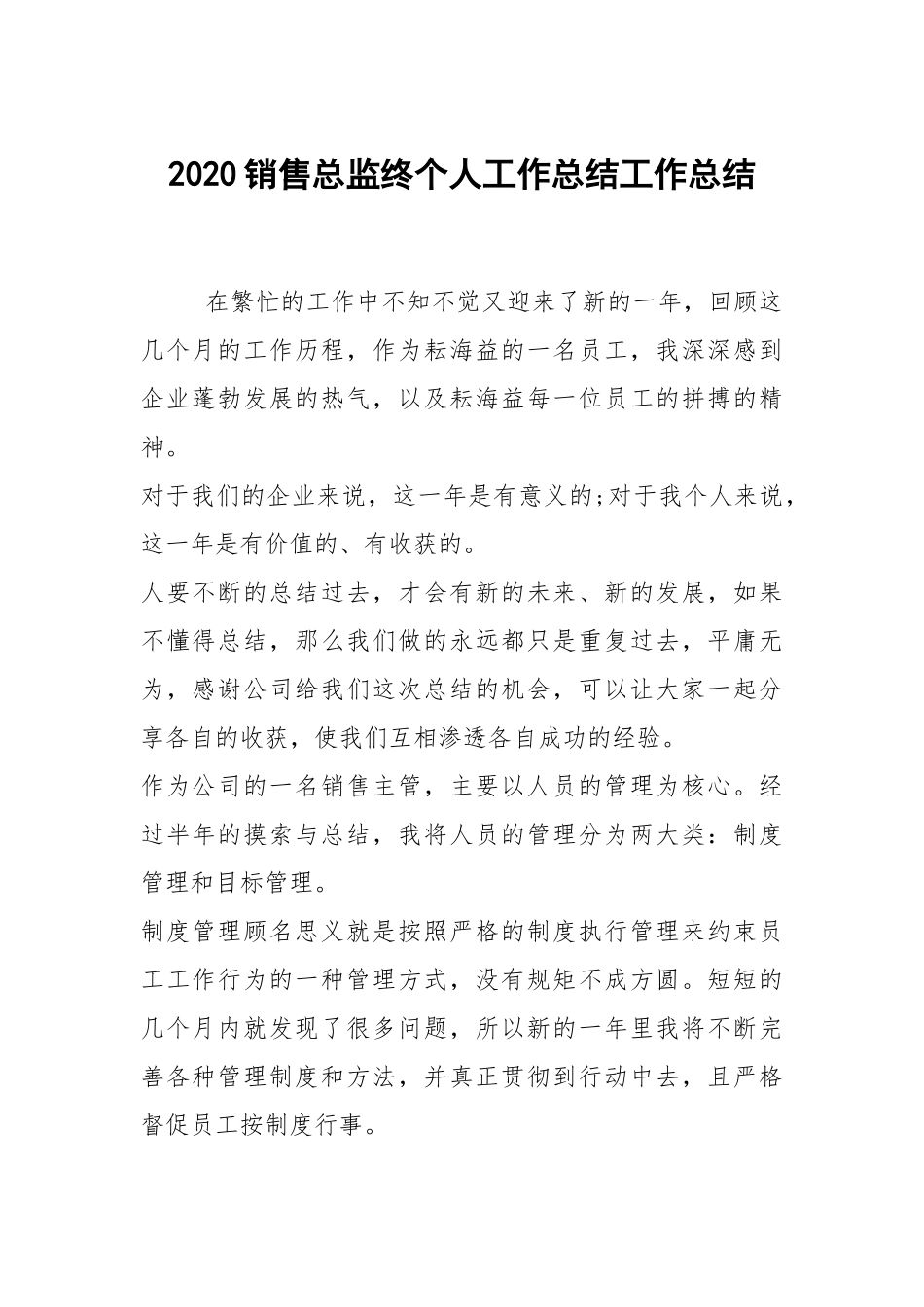 2020--2021-销售总监终个人工作总结.docx_第1页