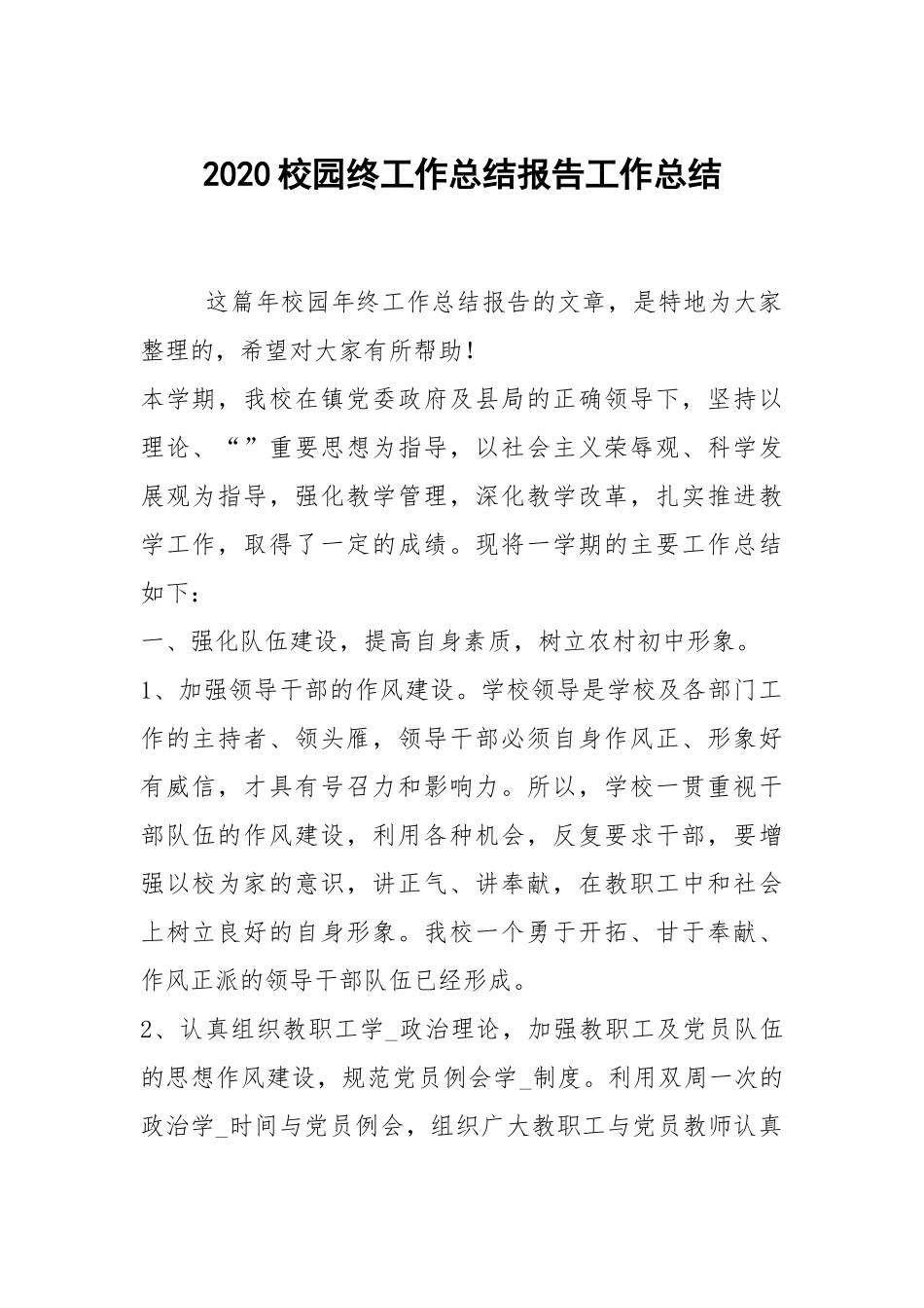 2020--2021-校园终工作总结报告.docx_第1页