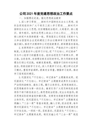 公司2021年度党建思想政治工作要点.doc