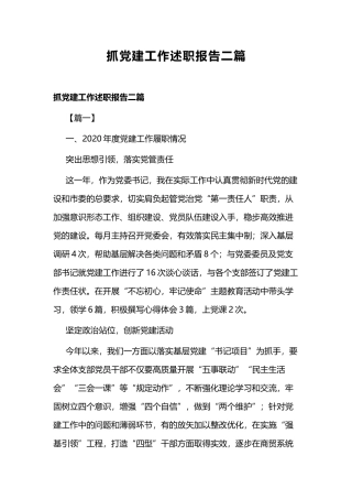 抓党建工作述职报告二篇.docx