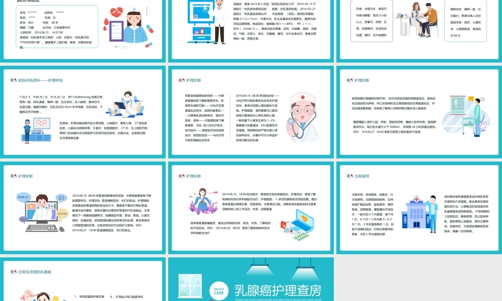 乳腺癌护理查房动态PPT.pptx