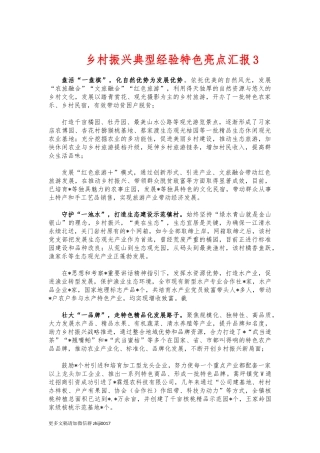 最新乡村振兴典型经验特色亮点汇报3.docx