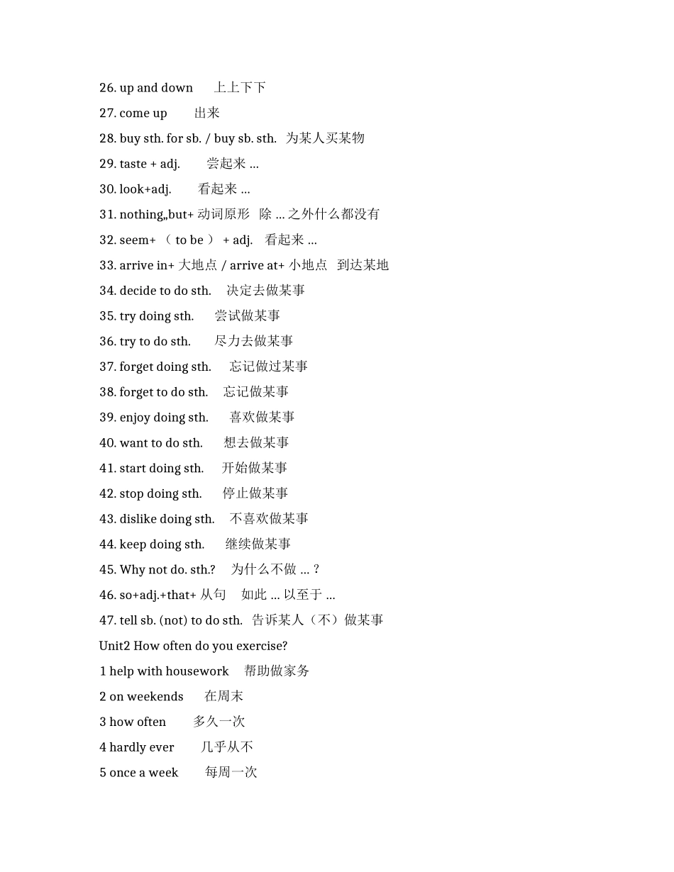 (写作交流)最新人教版初二八年级上册英语期末总复习短语110单元专练知识点语法专练归纳整理.docx_第2页