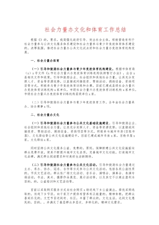 (写作交流)社会力量办文化和体育工作总结.docx