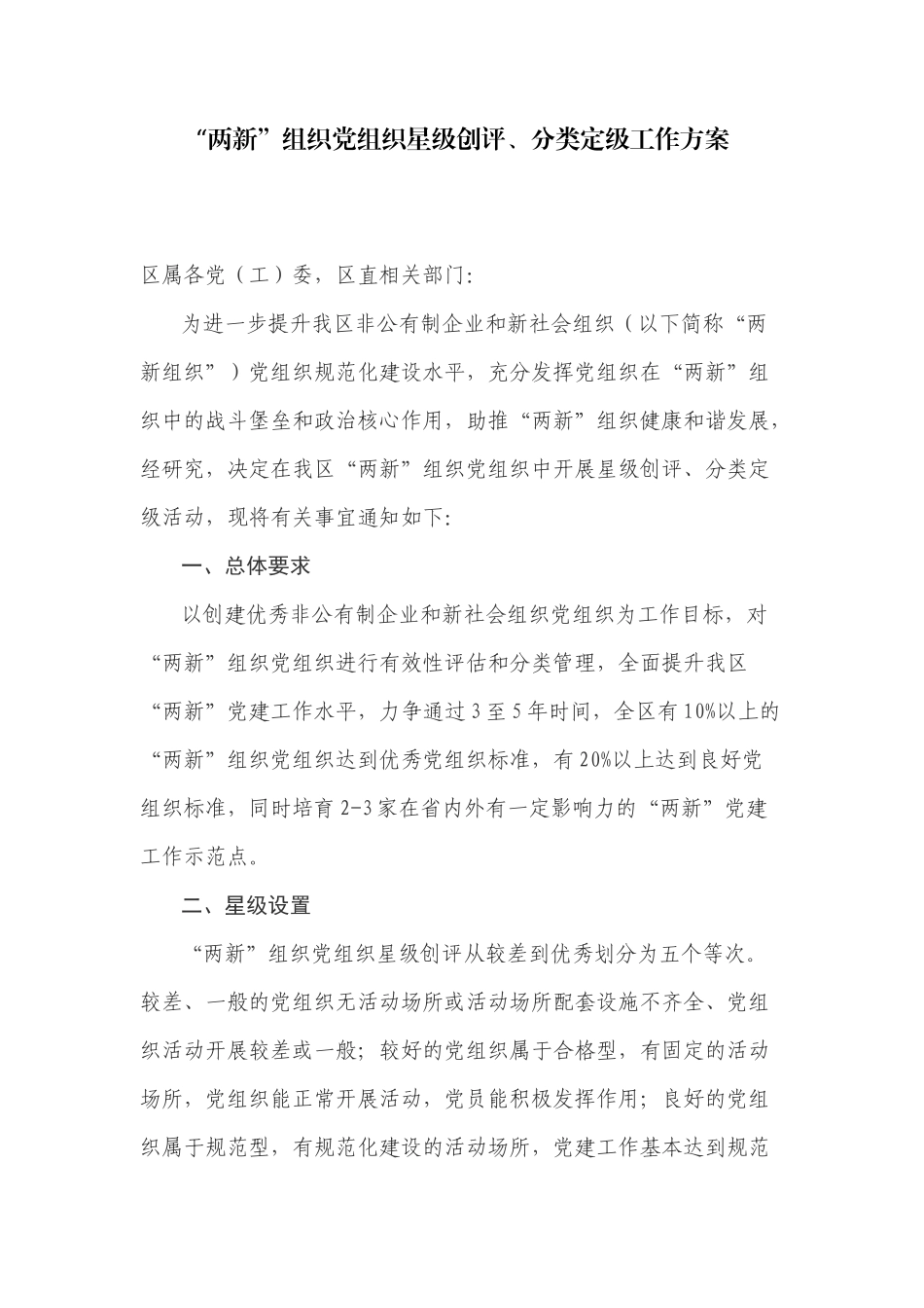 xzjp21“两新”组织党组织星级创评、分类定级工作方案.docx_第1页