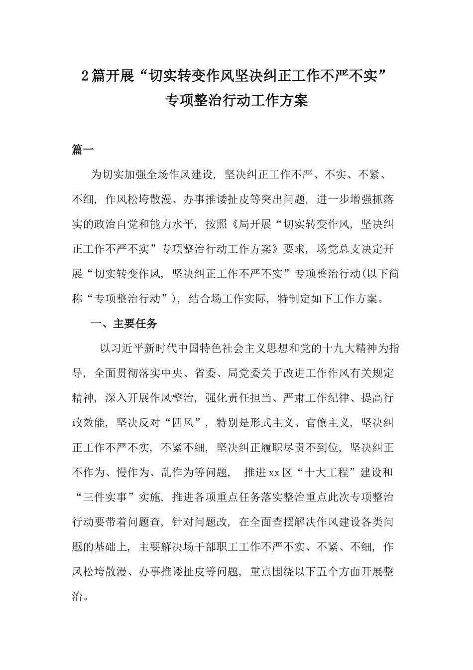 xiezuojing212章开展“切实转变作风坚决纠正工作不严不实”专项整治行动工作方案.docx_第1页