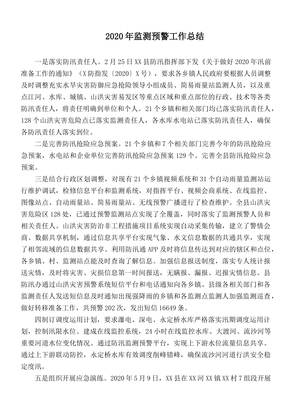 202×年监测预警工作总结.docx_第1页