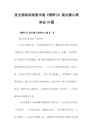 党支部组织观看央视《榜样5》观后感心得体会10篇.docx