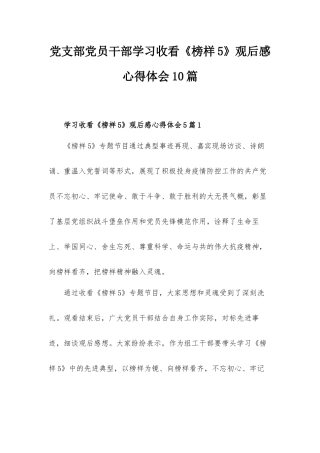 党支部党员干部学习收看《榜样5》观后感心得体会10篇.docx