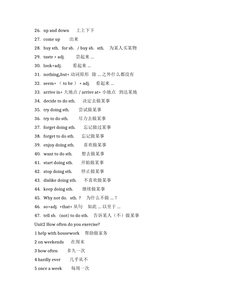 xzjphb最新人教版初二八年级上册英语期末总复习短语110单元专练知识点语法专练归纳整理.docx_第2页