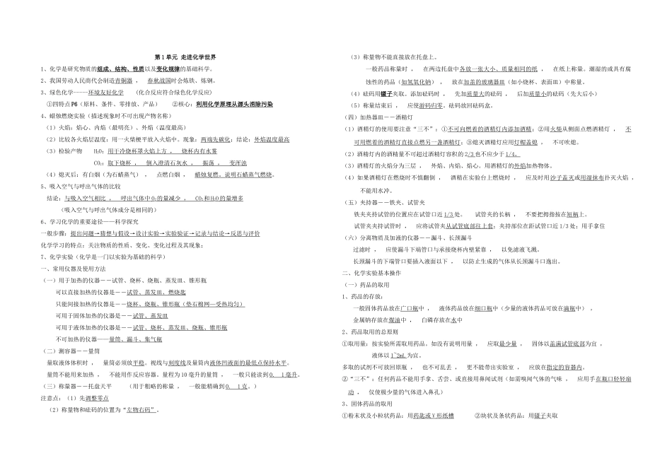 xzjphb最新2021人教版初中化学中考复习知识点考点精华总结中考必备.doc_第1页