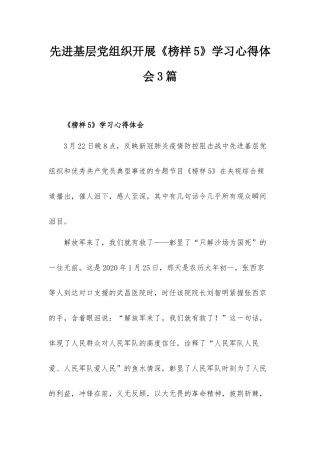 先进基层党组织开展《榜样5》学习心得体会3篇.docx