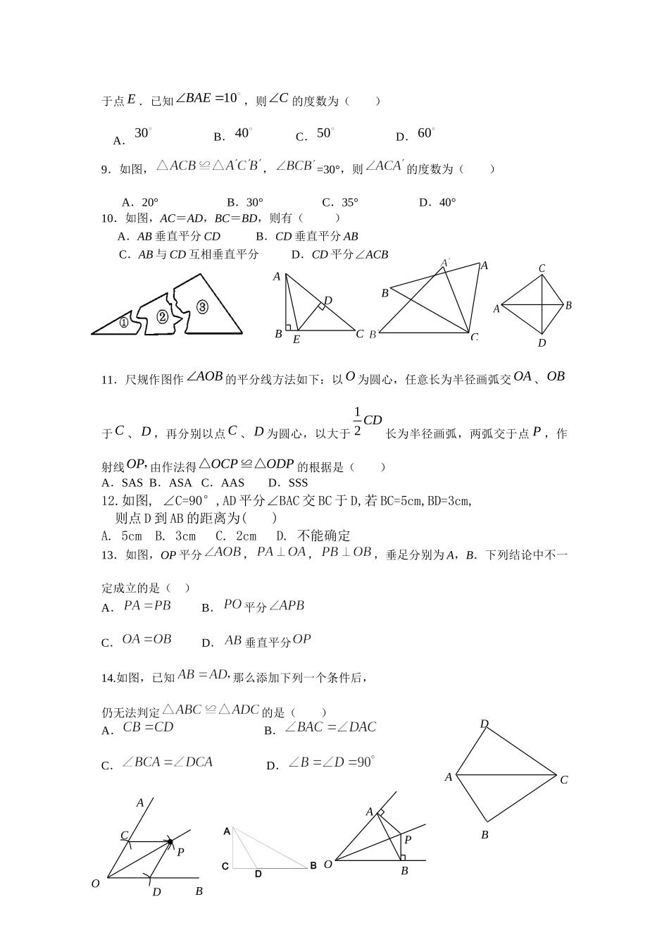 全等三角形复习练习题.docx_第2页