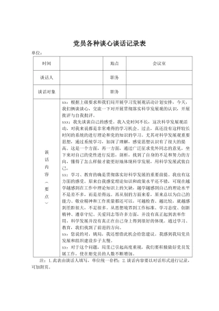 党员各种谈心谈话记录表（范本多篇）.docx
