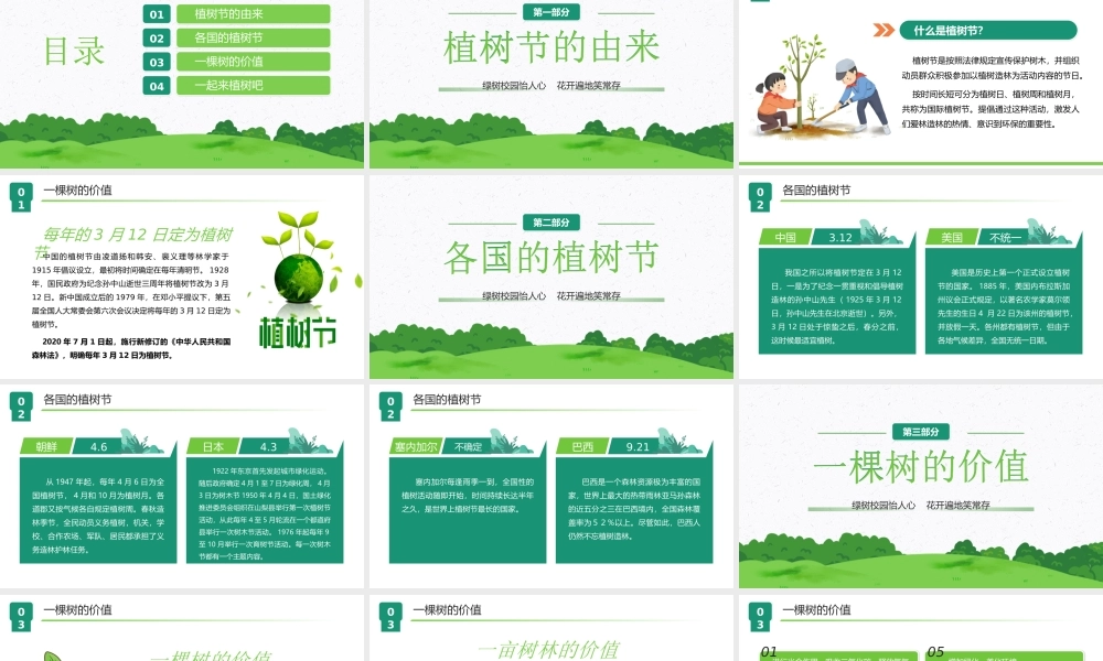 312植树节绿色校园低碳生活主题班会PPT课件（带内容）.pptx