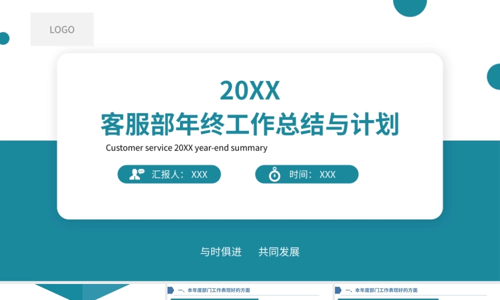 20XX年度客服部年终工作总结与计划PPT展示材料（带内容）.pptx