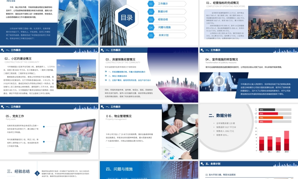 房地产公司年终工作汇报PPT展示材料（带内容）.pptx