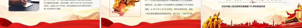 纪念中国人民志愿军抗美援朝XX周年党课学习PPT课件（带内容）.pptx