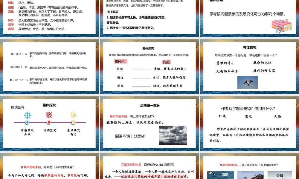 统编语文九年级下册《海燕》第一课时PPT课件（带内容）.pptx