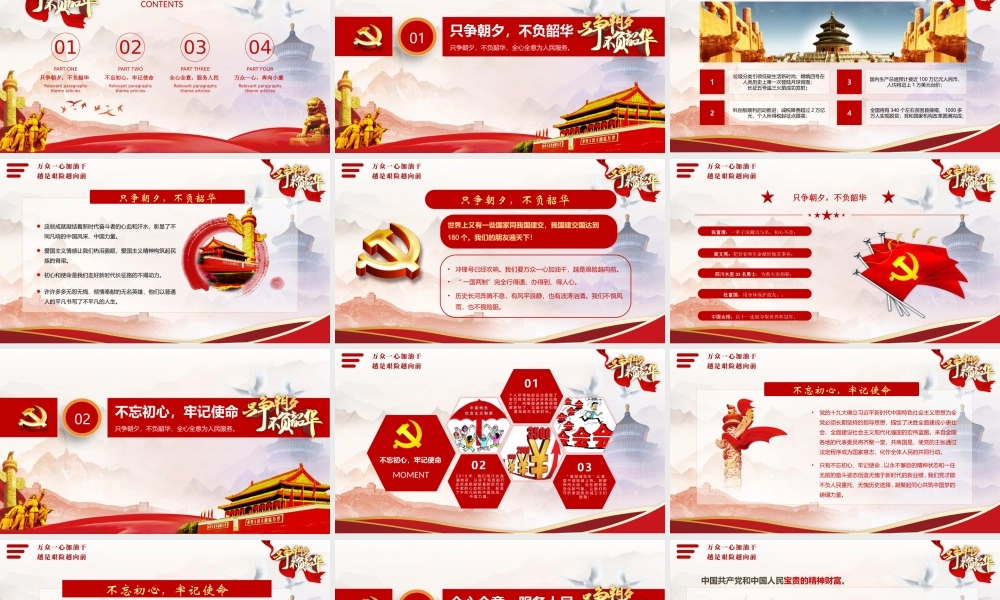 只争朝夕不负韶华全心全意为人民服务PPT党课培训课件(带内容).pptx