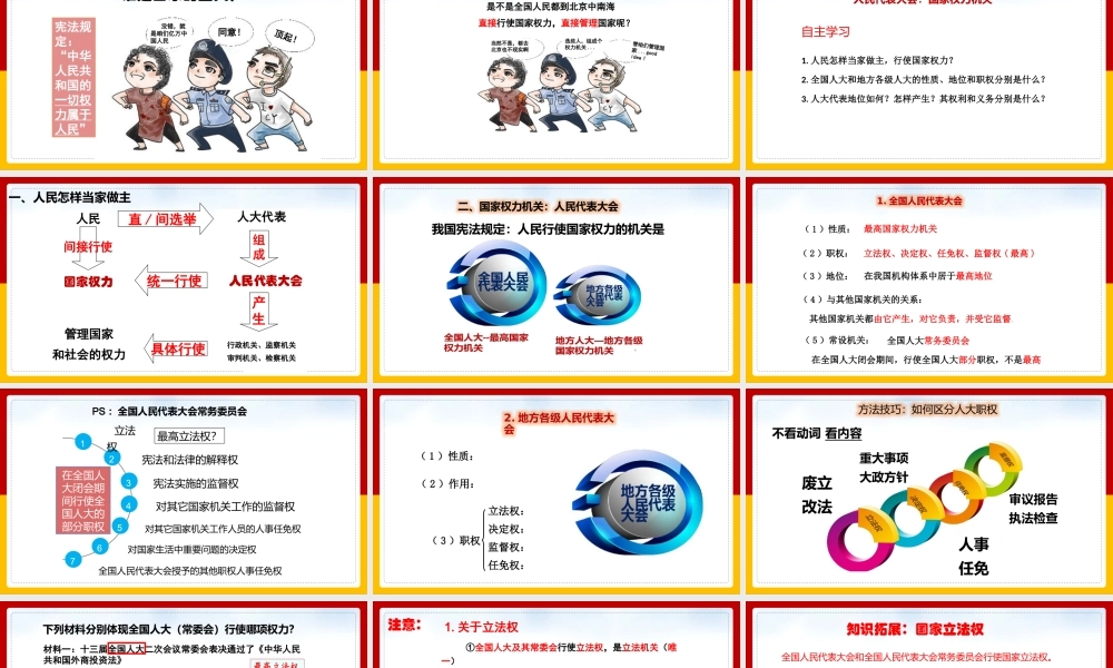 人教版高中政治必修二政治生活《人民代表大会：国家权力机关》教学课件（带内容）.pptx