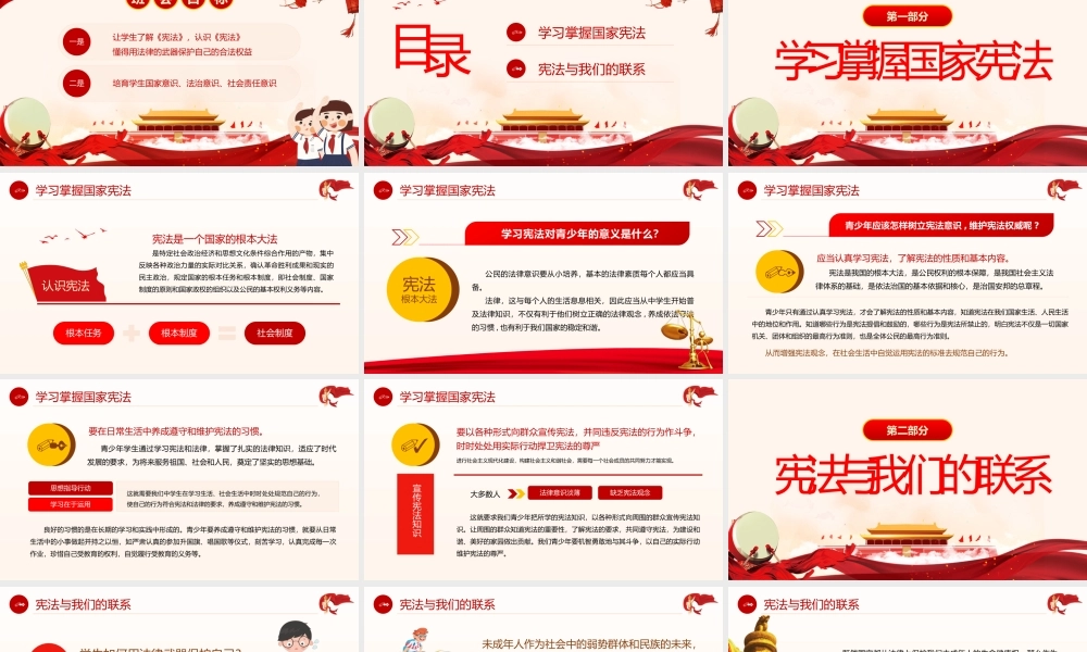 12月4日国家宪法日学宪法懂宪法知宪法做新时代好少年主题班会培训PPT课件（带内容）.pptx