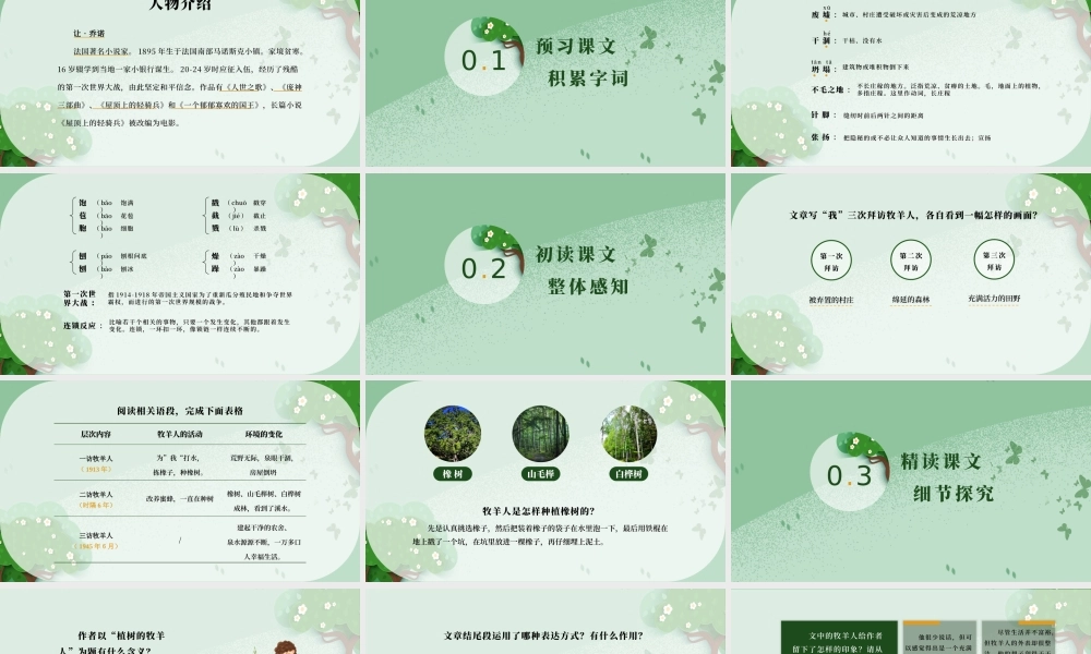 人教版初中语文七年级上册《植树的牧羊人》PPT课件（带内容）节选自《种树的男人》.pptx