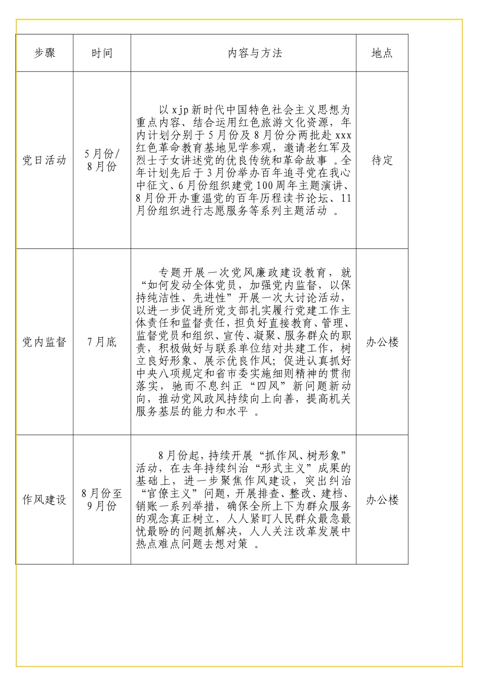 实用党支部2021年党建工作计划表（具体到每个月）.doc_第3页