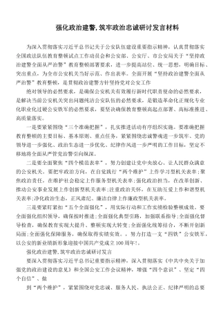 强化政治建警,筑牢政治忠诚研讨发言材料.docx