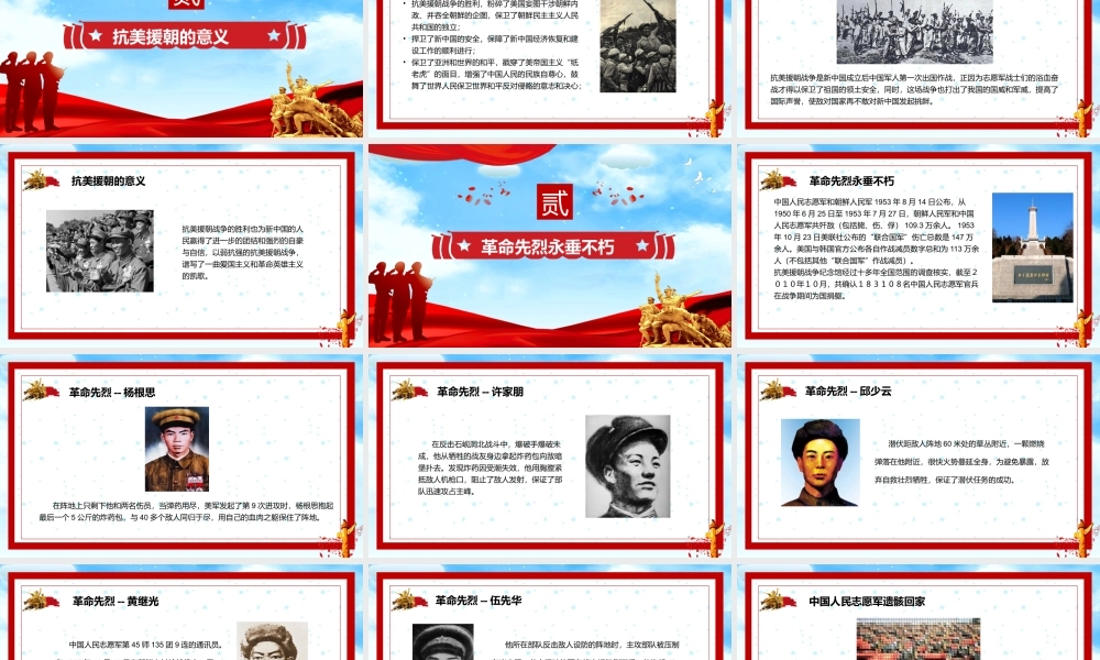 抗美援朝纪念日PPT主题教育课件（带内容）.pptx