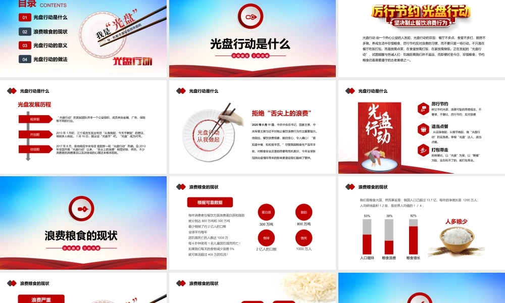 光盘心动反对浪费节约粮食主题PPT课件（带内容）.pptx