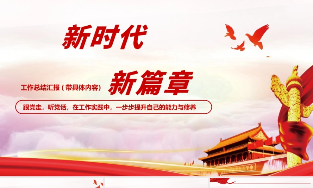 新时代新篇章党建党务工作总结汇报PPT展示材料（带内容）.pptx