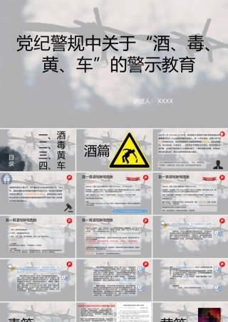 党纪警规中关于“酒、毒、黄、车”的警示教育PPT宣传教育课件（带内容）.pptx