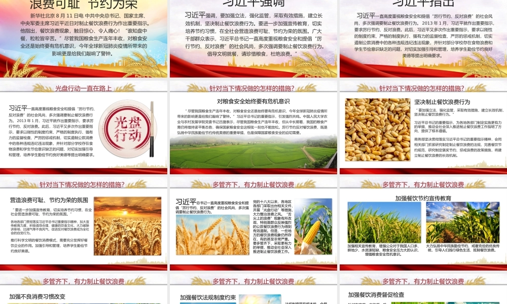 坚决制止餐饮浪费行为厉行节约反对浪费PPT培训课件（带内容）.pptx